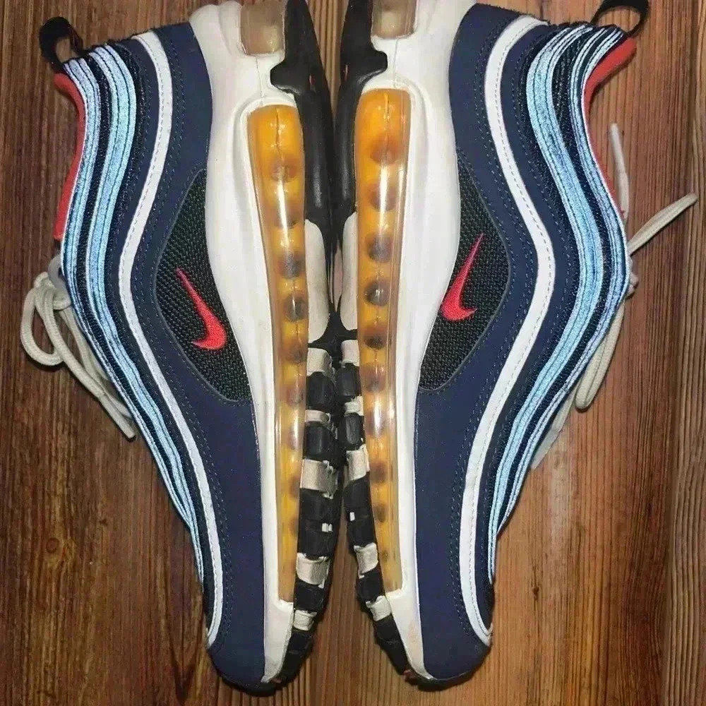 Nike Air Max 97 Midnight Navy Habanero Red 921522-402 size 5 Y= Women’s 6.5 - Picture 7 of 10